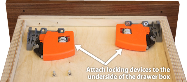 attach locking devices to the drawer box